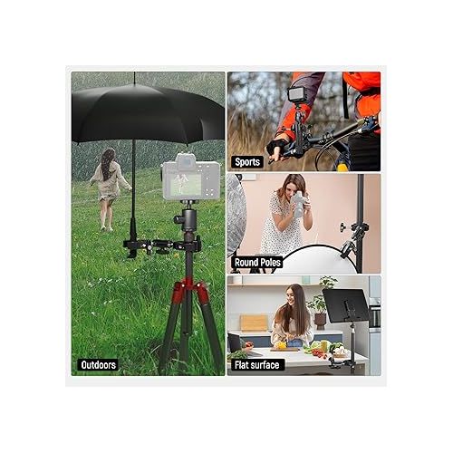 니워 NEEWER Double Super Clamp Camera Mount with Magic Arm, Cold Shoes for Desk Studio Light Stand Holder Photography Reflector, Flag, Cross Bars, Motorcycle, Umbrella, Pole Stick Shoot Accessories Tools