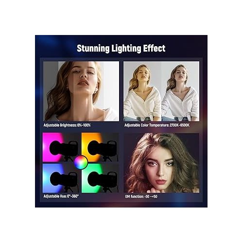 니워 NEEWER CB60 RGB 70W LED Video Light with App Control, Bowens Mount COB Full Color Continuous Output Lighting 18000Lux/1m CCT 2700K-6500K CRI97+ 17 Scenes for Photography/Studio Video Recording