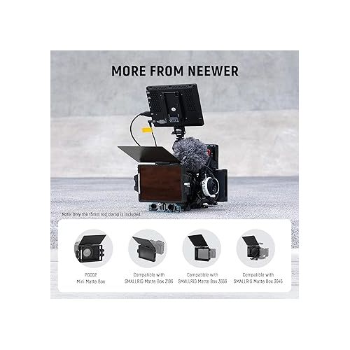 니워 NEEWER 15mm LWS Rod Support for Matte Box, 15mm Dual Rod Clamp with Anti Twist 1/4