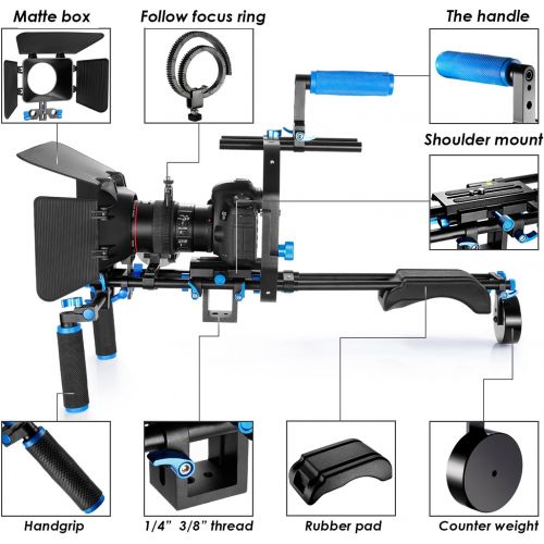 니워 [아마존 핫딜]  [아마존핫딜]Neewer Film Movie Video Making System Kit for Canon Nikon Sony and Other DSLR Cameras Video Camcorders, includes: C-shaped Bracket,Handle Grip,15mm Rod,Matte Box,Follow Focus,Shoul