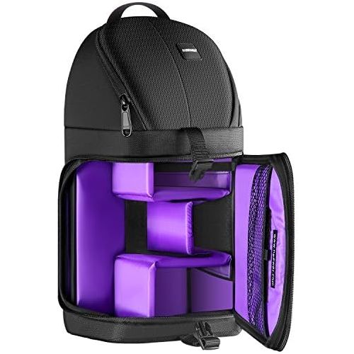 니워 [아마존 핫딜]  [아마존핫딜]Neewer Professional Sling Camera Storage Bag Durable Waterproof and Tear Proof Black Carrying Backpack Case for DSLR Camera, Lens & Accessories NW-XJB02S (Purple Interior)