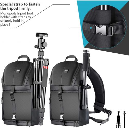 니워 [아마존 핫딜]  [아마존핫딜]Neewer Professional Sling Camera Storage Bag Durable Waterproof and Tear Proof Black Carrying Backpack Case for DSLR Camera, Lens & Accessories NW-XJB02S (Purple Interior)