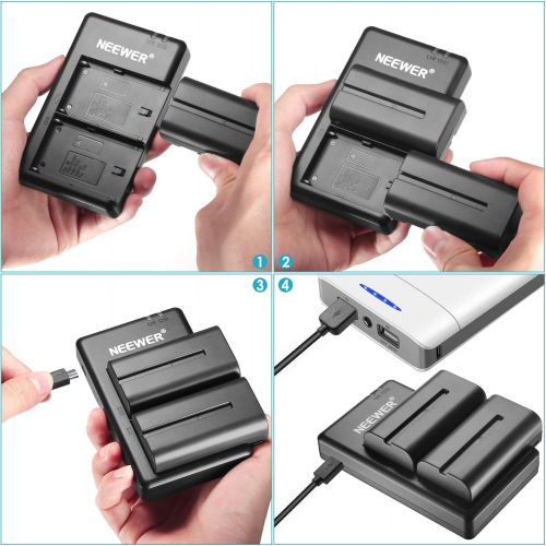 니워 [아마존 핫딜]  [아마존핫딜]Neewer NP-F550 Battery Charger Set for Sony NP F970,F750,F960,F530,F570,CCD-SC55,TR516,TR716,and More (2-Pack Replacement Battery, Dual Slot Charger)