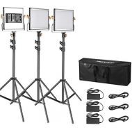 [아마존 핫딜]  [아마존핫딜]Neewer 3 Packs Dimmable Bi-Color 480 LED Video Light and Stand Lighting Kit:3200-5600K CRI 96+ LED Panel, Premium 200cm Light Stand and Large Carry Bag for Studio YouTube Video Out