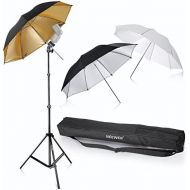 [아마존 핫딜]  [아마존핫딜]Neewer Flash Mount Three Umbrellas Kit 33/84cm White Soft/Silver Reflective/Gold Reflective Umbrella for Canon 430EX II,580EX II,Nikon SB600 SB800,Yongnuo YN 560,YN 565,Neewer TT56