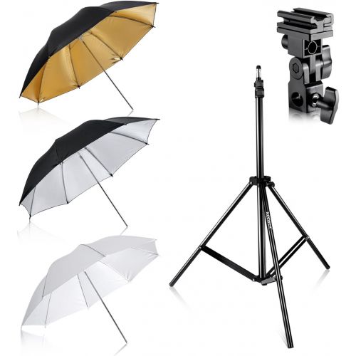 니워 [아마존 핫딜]  [아마존핫딜]Neewer Flash Mount Three Umbrellas Kit 33/84cm White Soft/Silver Reflective/Gold Reflective Umbrella for Canon 430EX II,580EX II,Nikon SB600 SB800,Yongnuo YN 560,YN 565,Neewer TT56