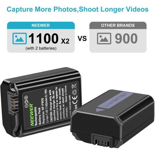 니워 [아마존 핫딜]  [아마존핫딜]Neewer NP-FW50 Camera Battery Charger Set Compatible with Sony A6000 A6500 A6300 A7 A7II A7SII A7R A7RII, etc. (2-Pack, Versatile Charging Option, 1100mAh, 100% Compatible with Ori