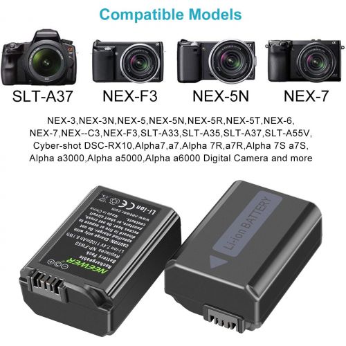 니워 [아마존 핫딜]  [아마존핫딜]Neewer NP-FW50 Camera Battery Charger Set Compatible with Sony A6000 A6500 A6300 A7 A7II A7SII A7R A7RII, etc. (2-Pack, Versatile Charging Option, 1100mAh, 100% Compatible with Ori