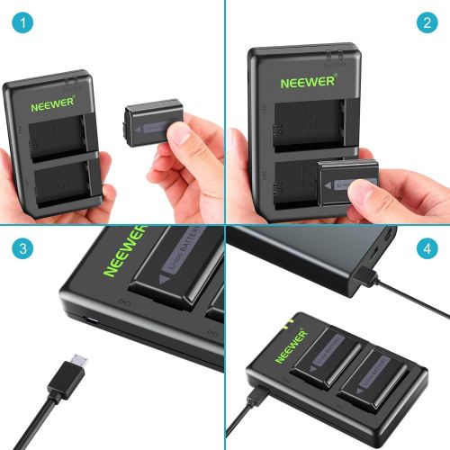 니워 [아마존 핫딜]  [아마존핫딜]Neewer NP-FW50 Camera Battery Charger Set Compatible with Sony A6000 A6500 A6300 A7 A7II A7SII A7R A7RII, etc. (2-Pack, Versatile Charging Option, 1100mAh, 100% Compatible with Ori