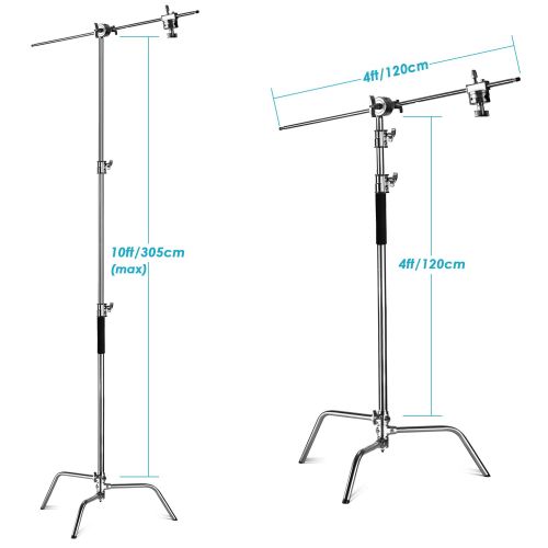 니워 [아마존 핫딜] [아마존핫딜]Neewer 2 Pieces Heavy Duty Max Height 10 feet/3 meters Adjustable Light Stand with 4 feet/1.2 meters Holding Arm and Grip Head Kit for Studio Video Reflector,Monolight and Other Ph