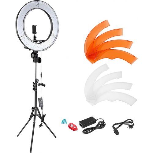 니워 [아마존핫딜][아마존 핫딜] Neewer RL-12 LED Ring Light 14 outer/12 on Center with Light Stand, Soft Tube, Filter, Carrying Bag for Makeup, YouTube, Camera/Phone Video Shooting