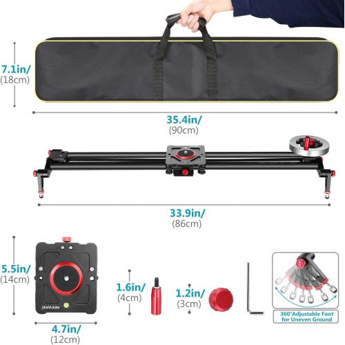 니워 [아마존 핫딜] Neewer Camera Slider Video Track Dolly Rail Stabilizer: 31-inch/80cm, Flywheel Counterweight with Light Carbon Fiber Rails, Adjustable Legs, Carry Bag, DSLR Camera Camcorder Track