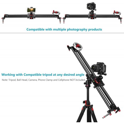 니워 [아마존 핫딜] Neewer Camera Slider Video Track Dolly Rail Stabilizer: 31-inch/80cm, Flywheel Counterweight with Light Carbon Fiber Rails, Adjustable Legs, Carry Bag, DSLR Camera Camcorder Track