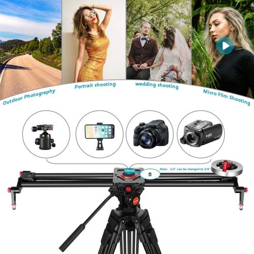 니워 [아마존 핫딜] Neewer Camera Slider Video Track Dolly Rail Stabilizer: 31-inch/80cm, Flywheel Counterweight with Light Carbon Fiber Rails, Adjustable Legs, Carry Bag, DSLR Camera Camcorder Track