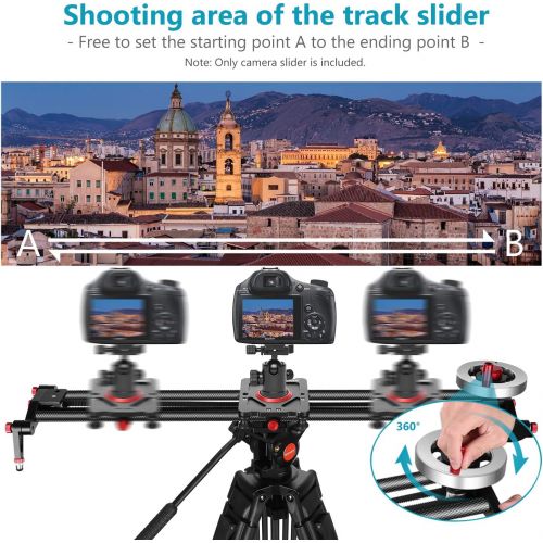 니워 [아마존 핫딜] Neewer Camera Slider Video Track Dolly Rail Stabilizer: 31-inch/80cm, Flywheel Counterweight with Light Carbon Fiber Rails, Adjustable Legs, Carry Bag, DSLR Camera Camcorder Track