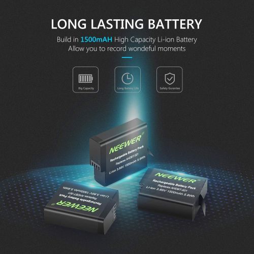 니워 [아마존 핫딜] [가격문의]Neewer Battery Charger Set Compatible with GoPro Hero 8/Hero 7/Hero 6/Hero 5 Black/Hero (2018)(3-Pack 1500mAh AHDBT-501 Replacement Battery, 3-Channel USB Charger), Fully Com