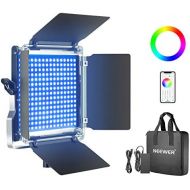 [아마존 핫딜] Neewer 480 RGB Led Light with APP Control, 480 SMD LEDs CRI92/3200K-5600K/Brightness 0-100%/0-360 Adjustable Colors/9 Applicable Scenes with LCD Screen/U Bracket/Barndoor, Metal Sh
