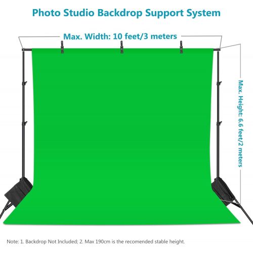 니워 [아마존 핫딜] Neewer Photo Studio 10ft/3m Wide Cross Bar 6.6ft/2m Tall Adjustable Background Stand Backdrop Support System with 3 Backdrop Clamps, 2 Sandbags and Carry Bag for Portrait Product V