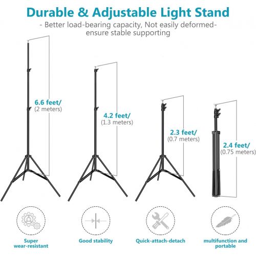 니워 [아마존 핫딜] Neewer Photo Studio 10ft/3m Wide Cross Bar 6.6ft/2m Tall Adjustable Background Stand Backdrop Support System with 3 Backdrop Clamps, 2 Sandbags and Carry Bag for Portrait Product V