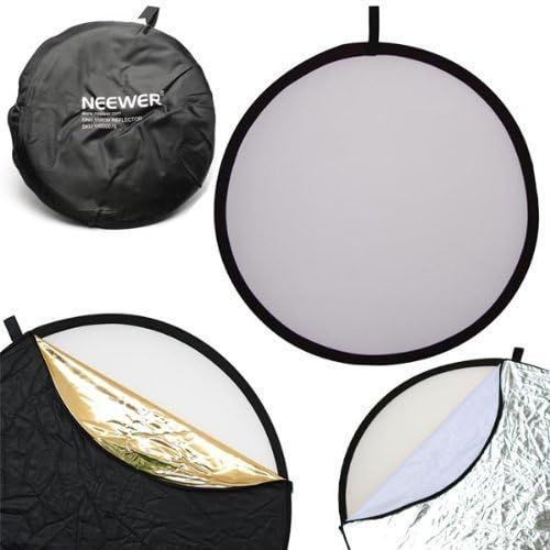 니워 [아마존베스트]Neewer 43-inch / 110cm 5-in-1 Collapsible Multi-Disc Light Reflector with Bag - Translucent, Silver, Gold, White and Black