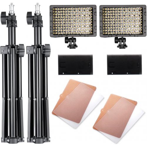 니워 [아마존베스트]Neewer Photography 160 LED Studio Lighting Kit, including (2)CN-160 Dimmable Ultra High Power Panel Digital Camera DSLR Camcorder LED Video Light (2)32 / 80cm Tall Studio Light Sta