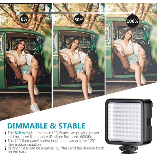 니워 [아마존베스트]Neewer Ultra Bright Mini LED Video Light - 81 Dimmable High Power LED Panel Video Light Compatible with DJI Ronin-S OSMO Mobile 2 Zhiyun WEEBILL Smooth 4 Gimbal Canon Nikon Sony DS