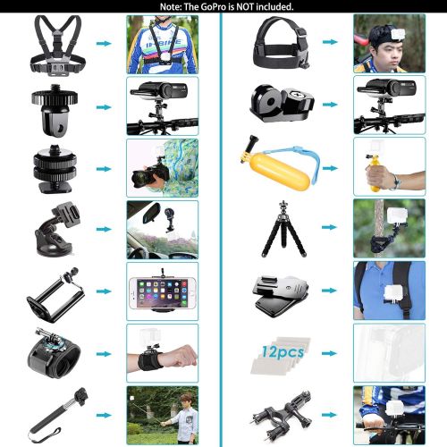 니워 [아마존베스트]Neewer 53-In-1 Action Camera Accessory Kit Compatible with GoPro Hero 8 Max 7 6 5 4 Black GoPro 2018 Session Fusion Silver White Insta360 DJI AKASO APEMAN Campark SJCAM Action Came