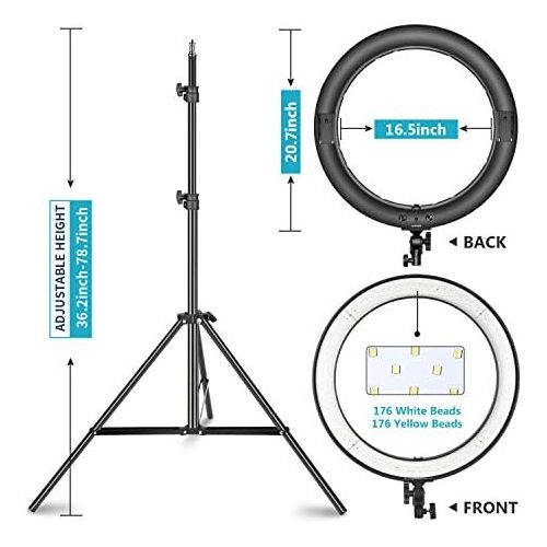 니워 [아마존 핫딜]  [아마존핫딜]Neewer 20-Zoll-LED-Ringlicht-Set: (1)44W Dimmbare zweifarbige Ringlicht (1)2M Profi Lichtstativ (1)Kugelkopf (1)Handyhalter (2)Li-Ion-Akku (1)USB-Ladegerat fuer Portrat Fotografie