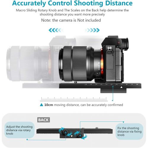니워 Neewer 16centimeters 2-Way Macro Focusing Focus Rail Slider/Close-Up Shooting Compatible with Canon Nikon Pentax Olympus Sony Samsung and Other DSLR Camera and DC with Standard 1/4