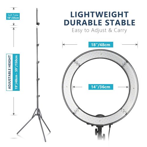 니워 Neewer Ring Light Kit:18/48cm Outer 55W 5500K Dimmable LED Ring Light, Light Stand, Carrying Bag for Camera,Smartphone,YouTube,Self-Portrait Shooting