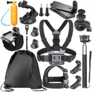 Neewer 14-in-1 Action Camera Accessory Kit for for GoPro Hero5 Session/Hero 1 2 3 3+ 4 5 6 7 SJ4000 5000 6000 Sony Sports DV, Includes Chest Mount,Helmet Mount,Telescopic Monopole,
