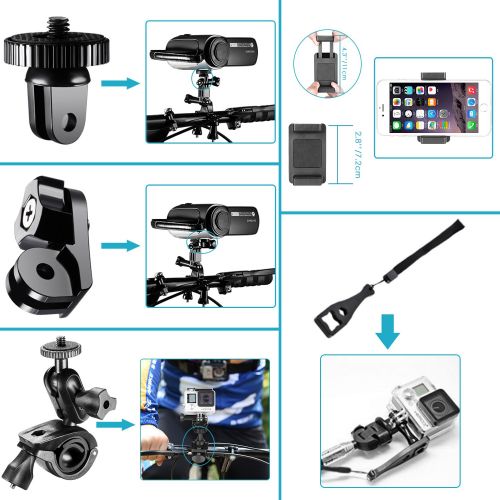니워 Neewer 83-In-1 Action Camera Accessory Kit Compatible with GoPro Hero 8 Max 7 6 5 4 Black GoPro 2018 Session Fusion Silver White Insta360 DJI AKASO APEMAN Campark SJCAM Action Came