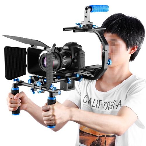 니워 Neewer Film Movie Video Making System Kit for Canon Nikon Sony and Other DSLR Cameras Video Camcorders, includes: C-shaped Bracket,Handle Grip,15mm Rod,Matte Box,Follow Focus,Shoul