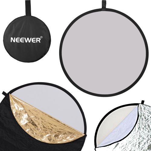 니워 NEEWER 32-Inch 80CM Portable 5 in 1 Translucent, Silver, Gold, White, and Black Collapsible Round Multi Disc Light Reflector for Studio or any Photography Situation