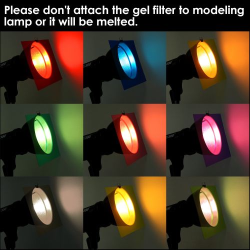 니워 Neewer Correction Gel Light Filter Transparent Color 12x8.5 inches/30x20 centimeters 18 Sheet with 9 Colors: Red Blue Pink Cyan Purple Orange Green Yellow Black for Photo Studio St