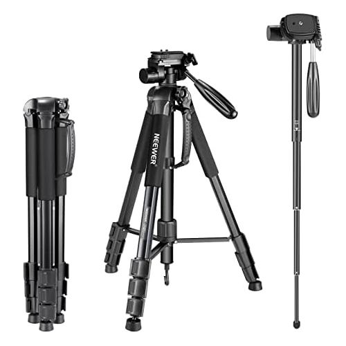 니워 Neewer Portable Aluminum Alloy Camera 2-in-1 Tripod Monopod Max. 70/177 cm with 3-Way Swivel Pan Head and Carrying Bag for DSLR,DV Video Camcorder