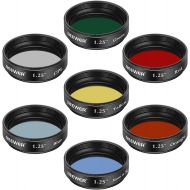 Neewer 1.25 inches Telescope Moon Filter, CPL Filter, 5 Color Filters Set(Red, Orange, Yellow, Green, Blue), Eyepieces Filters for Enhancing Definition and Resolution in Lunar Plan