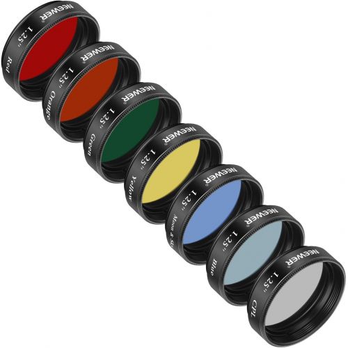 니워 Neewer 1.25 inches Telescope Moon Filter, CPL Filter, 5 Color Filters Set(Red, Orange, Yellow, Green, Blue), Eyepieces Filters for Enhancing Definition and Resolution in Lunar Plan