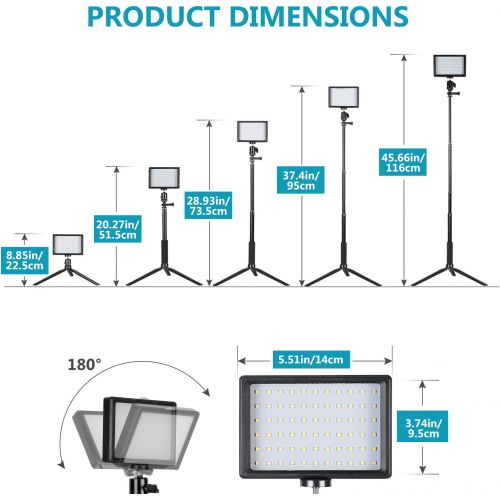 니워 Neewer 2-Pack Dimmable 5600K USB LED Video Light with Adjustable Tripod Stand and Color Filters for Tabletop/Low-Angle Shooting, Zoom/Video Conference Lighting/Game Streaming/YouTu