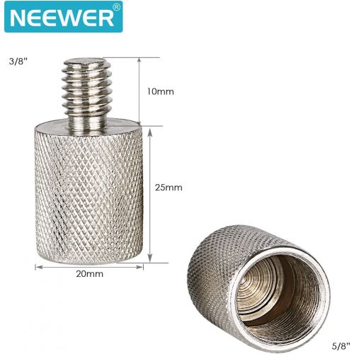 니워 Neewer Nickel Brass Durable Solid 2 Pieces 3/8-inch Male to 5/8-inch Female Screw Thread Adapter for Microphone Mounts and Stands (Silver)