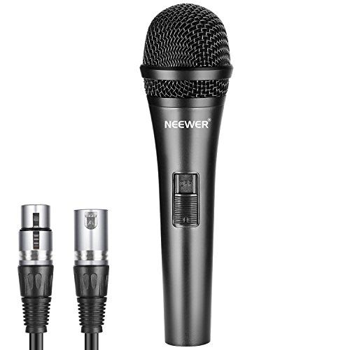 니워 Neewer Cardioid Dynamic Microphone with XLR Male to XLR Female Cable, Rigid Metal Construction for Professional Musical Instrument Pickup, Vocals, Broadcasting, Speech, Black (NW-0