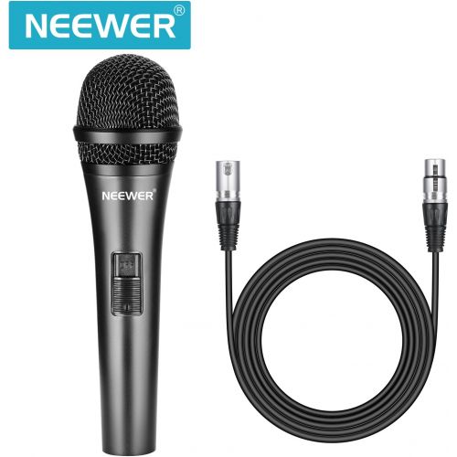 니워 Neewer Cardioid Dynamic Microphone with XLR Male to XLR Female Cable, Rigid Metal Construction for Professional Musical Instrument Pickup, Vocals, Broadcasting, Speech, Black (NW-0