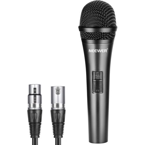 니워 Neewer Cardioid Dynamic Microphone with XLR Male to XLR Female Cable, Rigid Metal Construction for Professional Musical Instrument Pickup, Vocals, Broadcasting, Speech, Black (NW-0