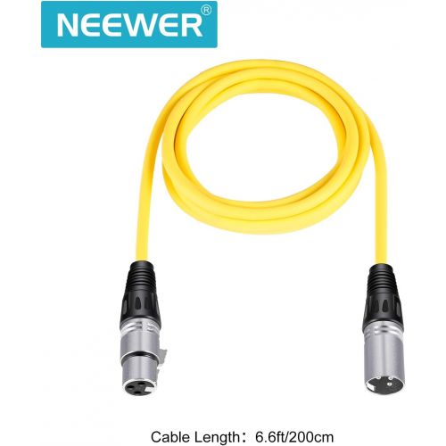 니워 Neewer 6-Pack 6.5ft/2M XLR Male To XLR Female Color Microphone Cables Rubber Shielded Patch Cable Cords Balanced Snake Cords (Green, Blue, Purple, Red, Yellow and Orange)