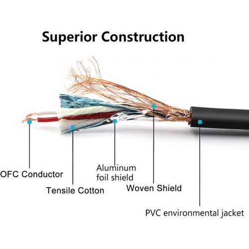 니워 Neewer 6-Pack 6.5ft/2M XLR Male To XLR Female Color Microphone Cables Rubber Shielded Patch Cable Cords Balanced Snake Cords (Green, Blue, Purple, Red, Yellow and Orange)