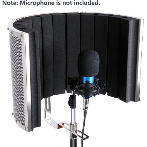 니워 Neewer Microphone Isolation Shield Absorber Filter Vocal Isolation Booth with Lightweight Aluminum Panel, Thick Soundproofing Foams, Mounting Brackets and Screws for Mic Stand with