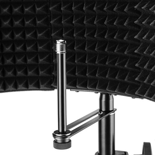 니워 Neewer NW-5 Foldable Adjustable Portable Sound Absorbing Vocal Recording Panel, Aluminum Acoustic Isolation Microphone Shield with High-Density Foam, Non-slip Feet for Stand Mount