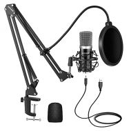 Neewer USB Microphone for Windows and Mac with Suspension Scissor Arm Stand, Shock Mount, Pop Filter, USB Cable and Table Mounting Clamp Kit for Broadcasting and Sound Recording (B