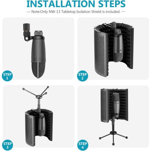 니워 Neewer NW-13 Foldable Compact Microphone Isolation Shield with Tripod Stand, Studio Mic Sound Absorbing Foam Reflector for Sound Recording, Podcasts, Broadcasting (Mic and Shock Mo