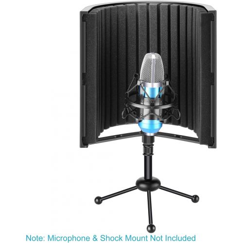 니워 Neewer Tabletop Compact Microphone Isolation Shield with Tripod Stand, Mic Sound Absorbing Foam for Studio Sound Recording, Podcasts, Vocals, Singing, Broadcasting (Mic and Shock M